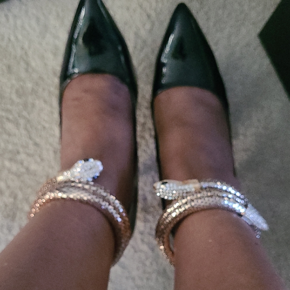 Fashion Nova Black and Gold Heels